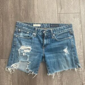 AG the tomboy boyfriend fit distressed denim shorts 27